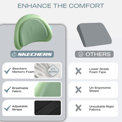 Skechers Lumbar Pillow Premium Memory Foam,Double-Layer-Office Chair Cushion for Tailbone Pain Relief,Butt Pillow for Office Chair,Car seat Cushion,Long Sitting Office Workers,and Car Drivers,Black