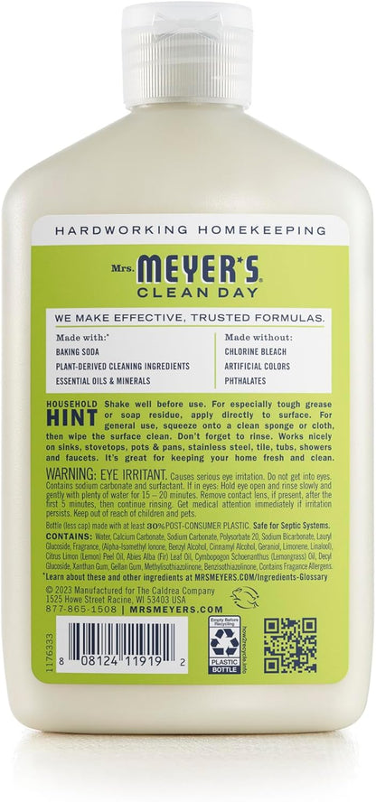 MRS. MEYER'S CLEAN DAY Baking Soda Cream Cleaner, Lemon Verbena, 16 fl oz | Freshens Kitchen, Removes Soap Scum and Grease, For Use on Sinks, Stovetops, Pots, & Pans