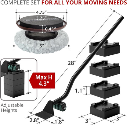 X-Protector Multi-Surface Furniture Sliders & Furniture Lifter Tool Set | 4 PCS 5" Sliders for Furniture with Furniture Jack. Move Your Furniture Easily with Furniture Movers for Hard Floors & Carpet