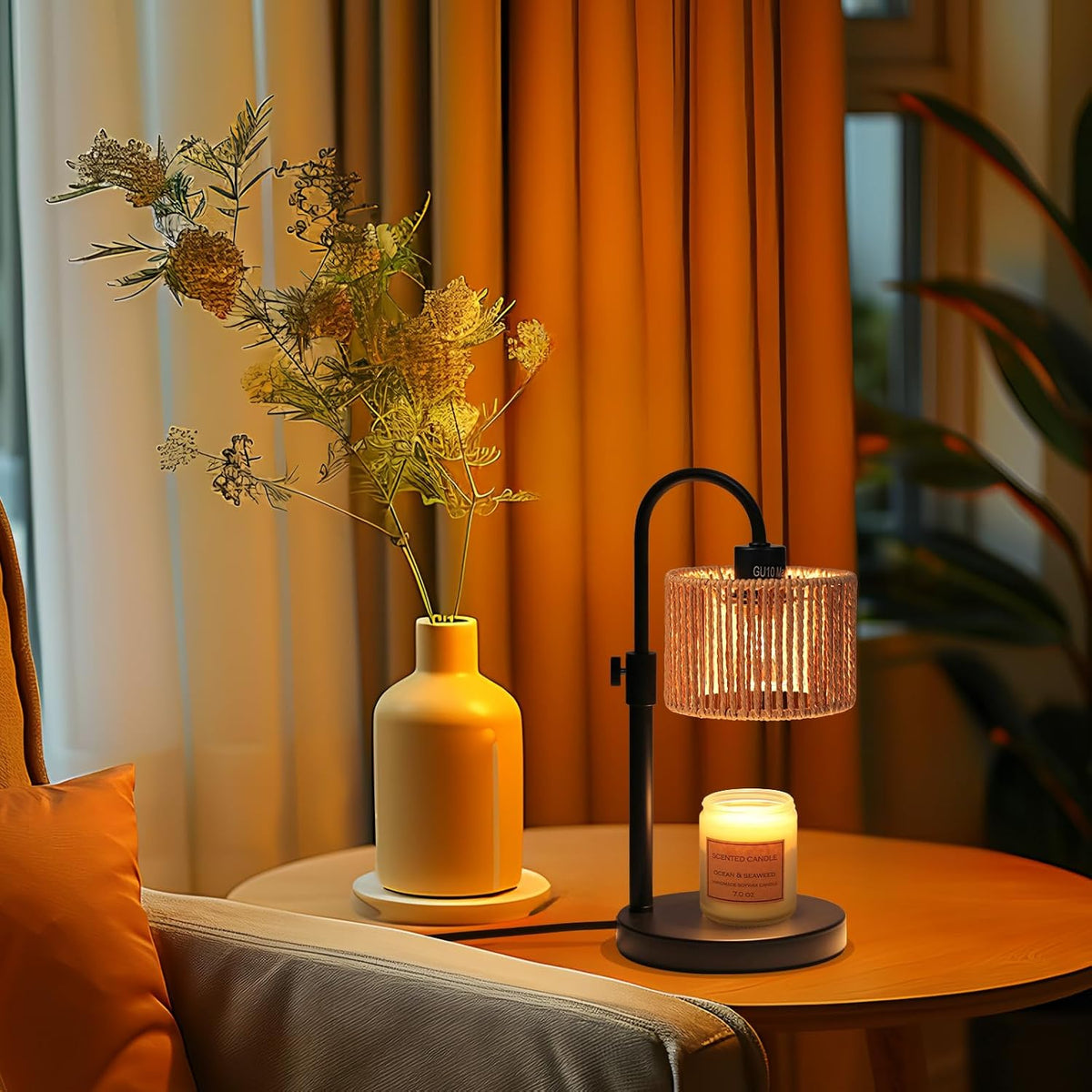 FINCMY Candle Warmer Lamp with Timer, Adjustable Height Candle Wax Warmer Candle Lamp Warmer for Jar Candles, Home Decor House Warming Gifts Compatible with Various Candles (Linen)