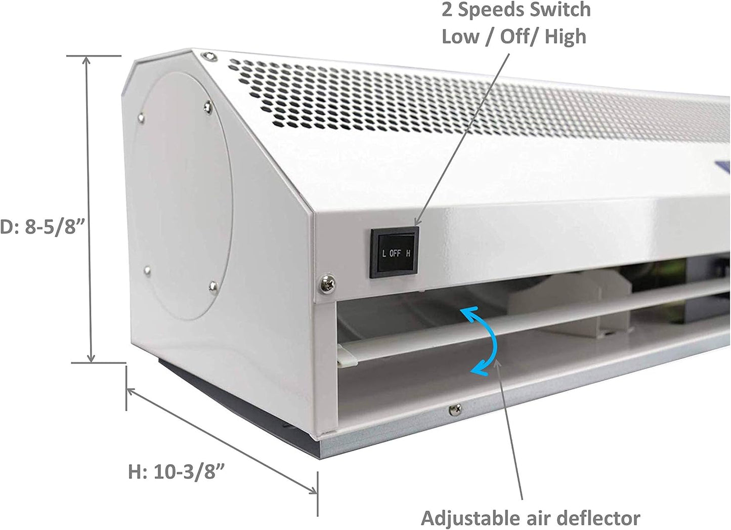 Awoco 72" Super Power 2 Speeds 2350CFM Commercial Indoor Air Curtain, CE Certified, 120V Unheated - Magnetic Door Switch Included