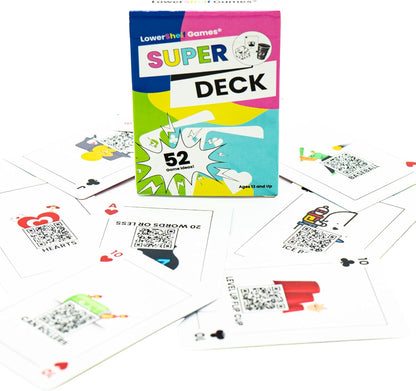 Super Deck, 52 Family Card Games with QR Code Tutorials, Interactive Playing Cards, Ages 13+