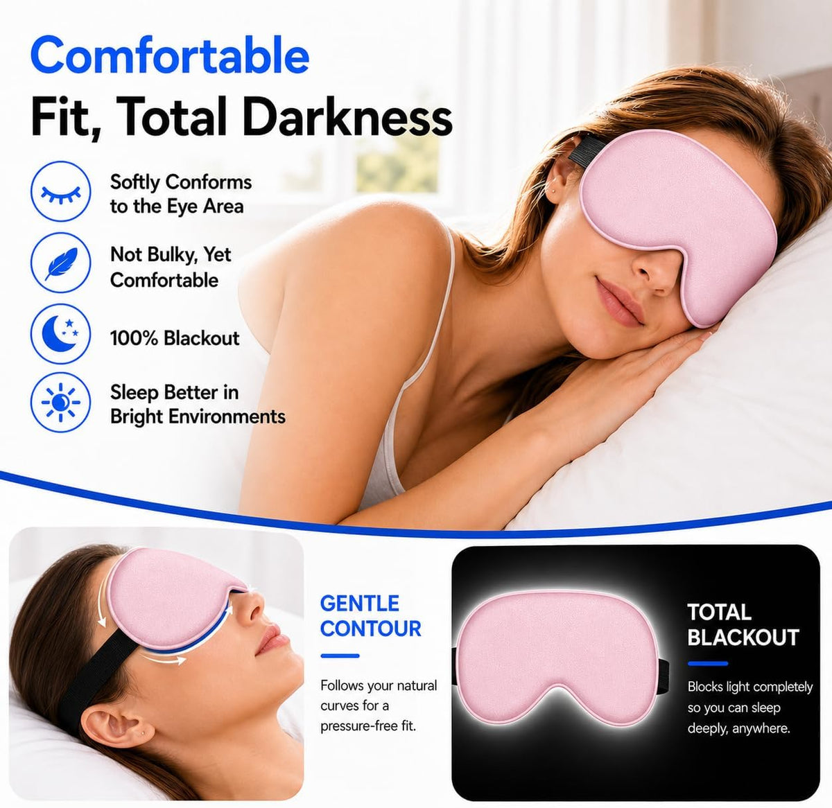 Cooling Sleep Mask with Mulberry Silk Surface & Removable Gel Pack