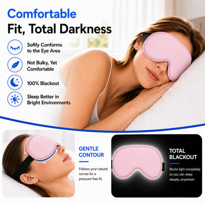 Silk Sleep Mask with Cooling Gel | Pure Mulberry Silk, Adjustable Strap, Superior Light Blocking, Includes Removable Ice Pack & Earplugs