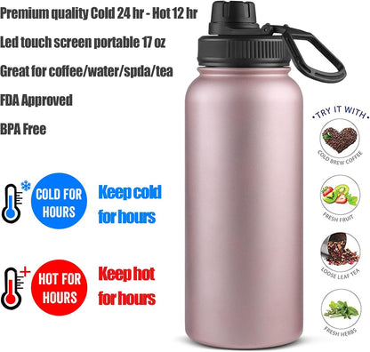 Sivaphe Infuser Travel Mug with Removable loose leaf Tea Strainer Tea Filter Water Bottle 18/8 Stainless Steel Insulated Tumbler for Women Rosegold
