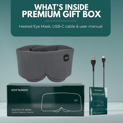 Heated Eye Mask – Cordless Electric Warm Eye Compress for Dry Eyes, Stye & Eye Strain Relief – 4 Heat Settings, Rechargeable, Light-Blocking, Blackout, Washable Cover (Ocean Stone)