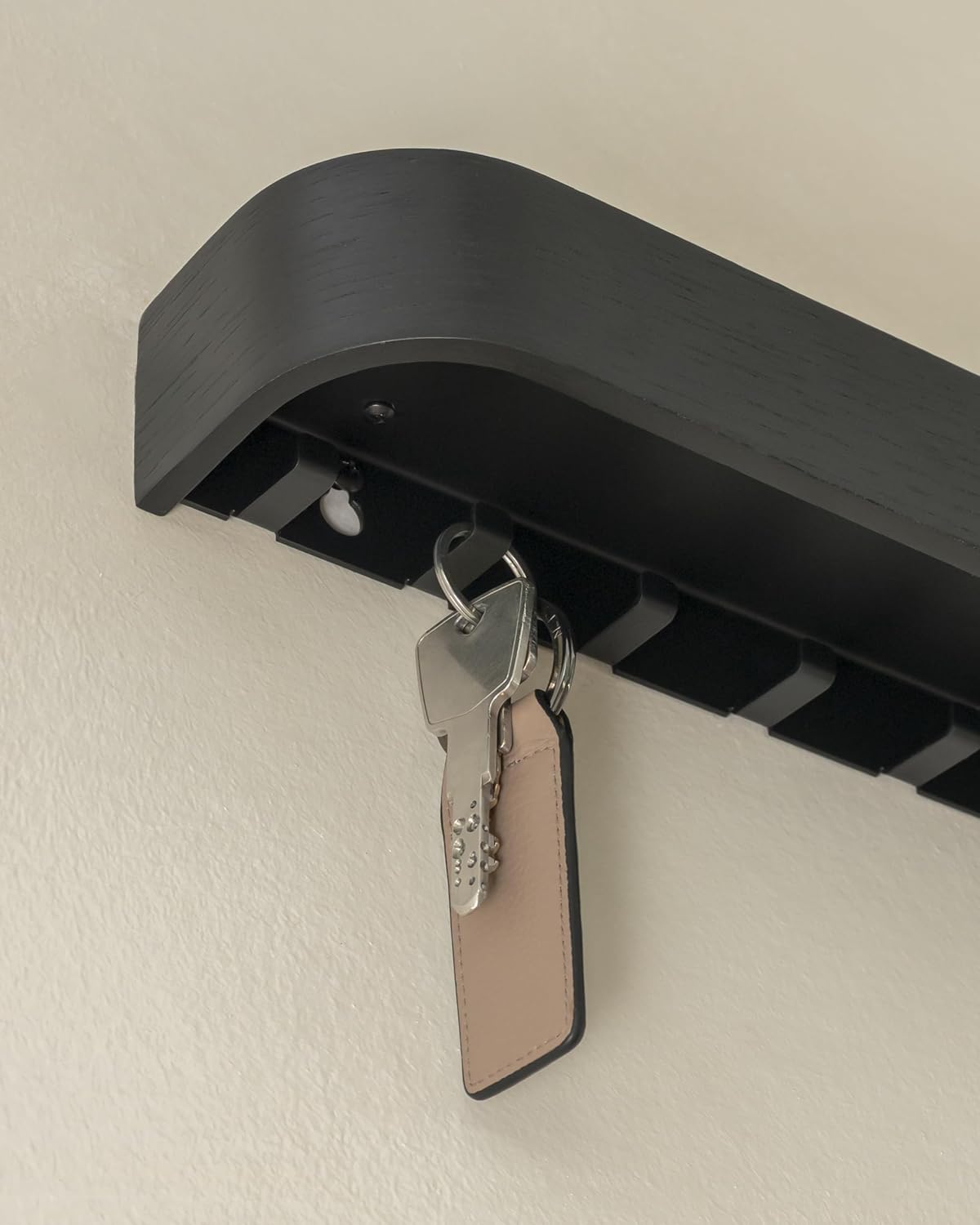 Kazai. Key Holder 'Toke' | Minimalist Key Hook Design from Berlin | Modern Key Holder Wall Mount with Wooden Shelf | Key Rack for Wall as Entryway Organizer | Walnut