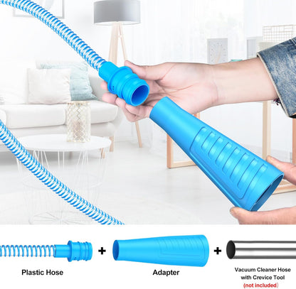 Sealegend 2Pcs Dryer Vent Cleaner Kit - Vacuum Hose Attachment & Brush Blue | Fits Most Vacuums, Slim Round Hose Reaches Tight Spaces, Removes Stubborn Lint & Dust from Dryer Vents, Filters, Coils