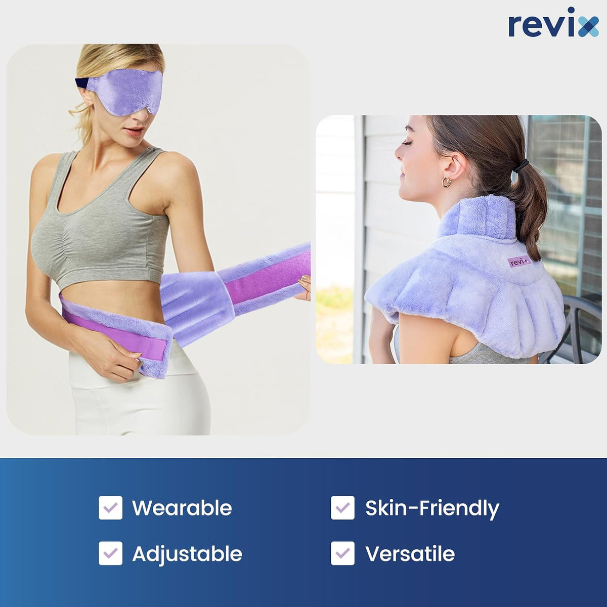 REVIX Microwave Heating Pad Set, Moist Heat Neck Shoulder Wrap & Eye Mask