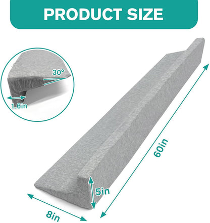 Wibeelee 60"x8"x5" Bed Wedge Pillow for Headboard Bed Wedge Gap Filler Cover 1.5-inch Gaps Mattress Wedge Gap Filler to Stop Items Falling Down(Grey)