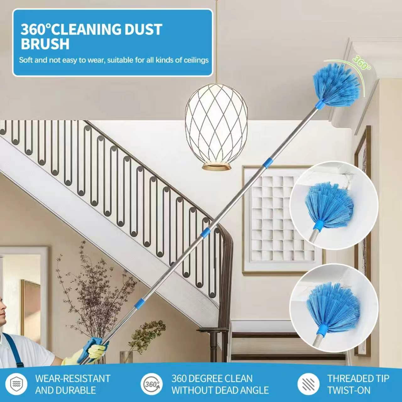 4PCS Microfiber Duster Kit, 3 in 1 Microfiber Dusters Retractable Gap Dust Cleaner and Chenille Duster with 83 inches Extra Long Extension Pole for Cleaning Ceiling Fan, High Ceiling
