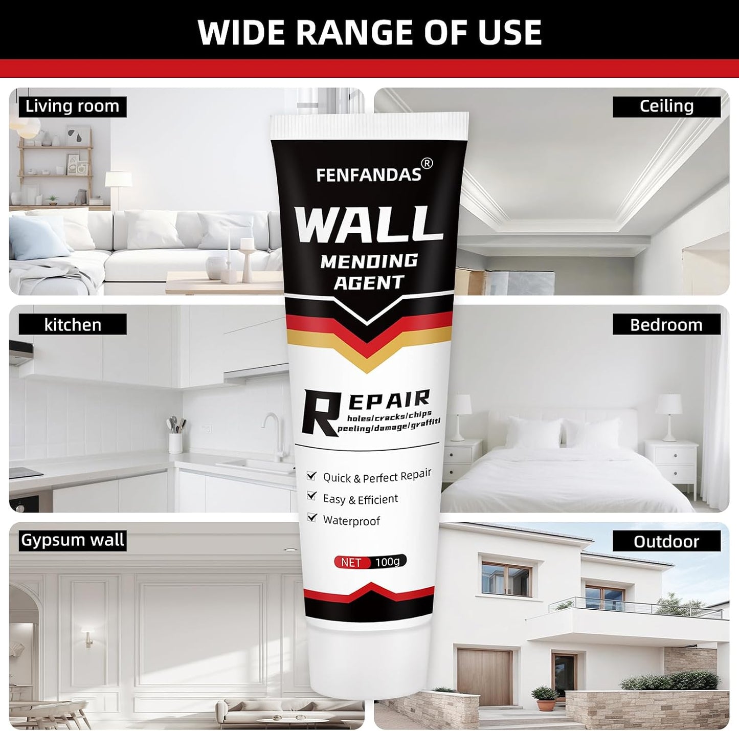Drywall Repair Kit, Drywall Hole Patch Repair Kit Spackle Wall Repair Kit | Drywall Putty for Filling Holes and Creak Damage Drywall Patch Nail Hole Filler for Walls Quick and Easy Solution