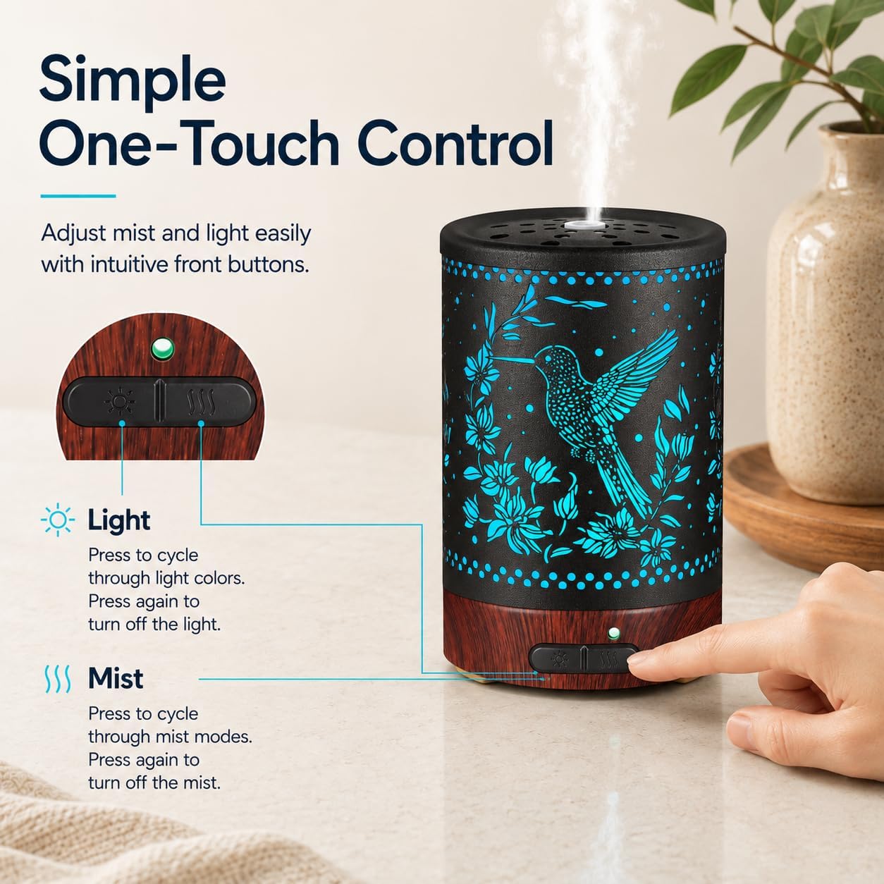 Tree Essential Oils Diffuser for Home 150ML Aromatherapy Diffuser | Birthday Gifts for Women mom,Metal Cool Mist Humidifier with 7 Colors Lights Waterless Auto Off Air Diffusers