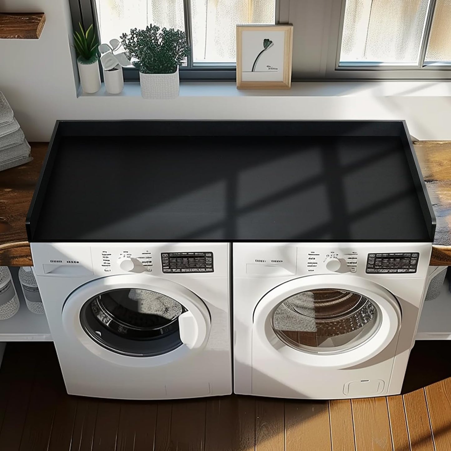 Gashell Washer Dryer Countertop, 27.5" x 54" Bamboo Washer and Dryer Countertop for Laundry Room Organization(Retro Brown)