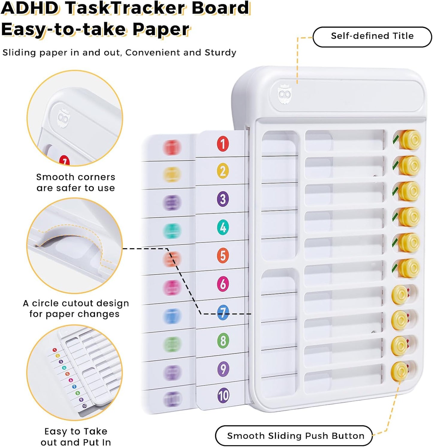 Chore Chart for Kids with Timer, 21 PCS Checklist Magnetic Schedule Board, ADHD Tools with 99-Min Countup/Down Visual Timer, Bedtime/Morning/Daily Routine Chart Dry Erase to Do List with Slider(White)