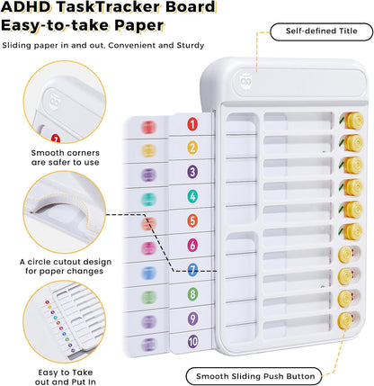Chore Chart for Kids with Timer, 21 PCS Checklist Magnetic Schedule Board, ADHD Tools with 99-Min Countup/Down Visual Timer, Bedtime/Morning/Daily Routine Chart Dry Erase to Do List with Slider(White)