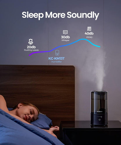 ROSEKM 2L Cool Mist Humidifier for Bedroom and Plants, Quiet, Black