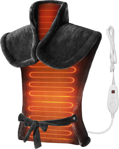 Snailax Heating Pad for Neck and Shoulders and Back, Large Heating Pad for Neck and Shoulders, Electric Heated Wrap, 6 Heat Settings & Auto Shut Off, Washable,Gifts