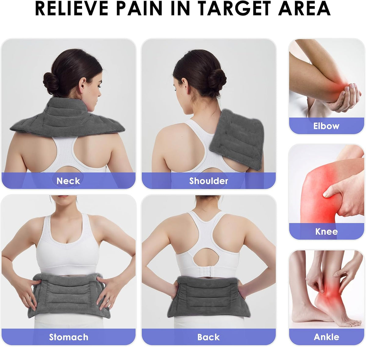 Microwave Heating Pad for Pain Relief, 8 x 18 Grey
