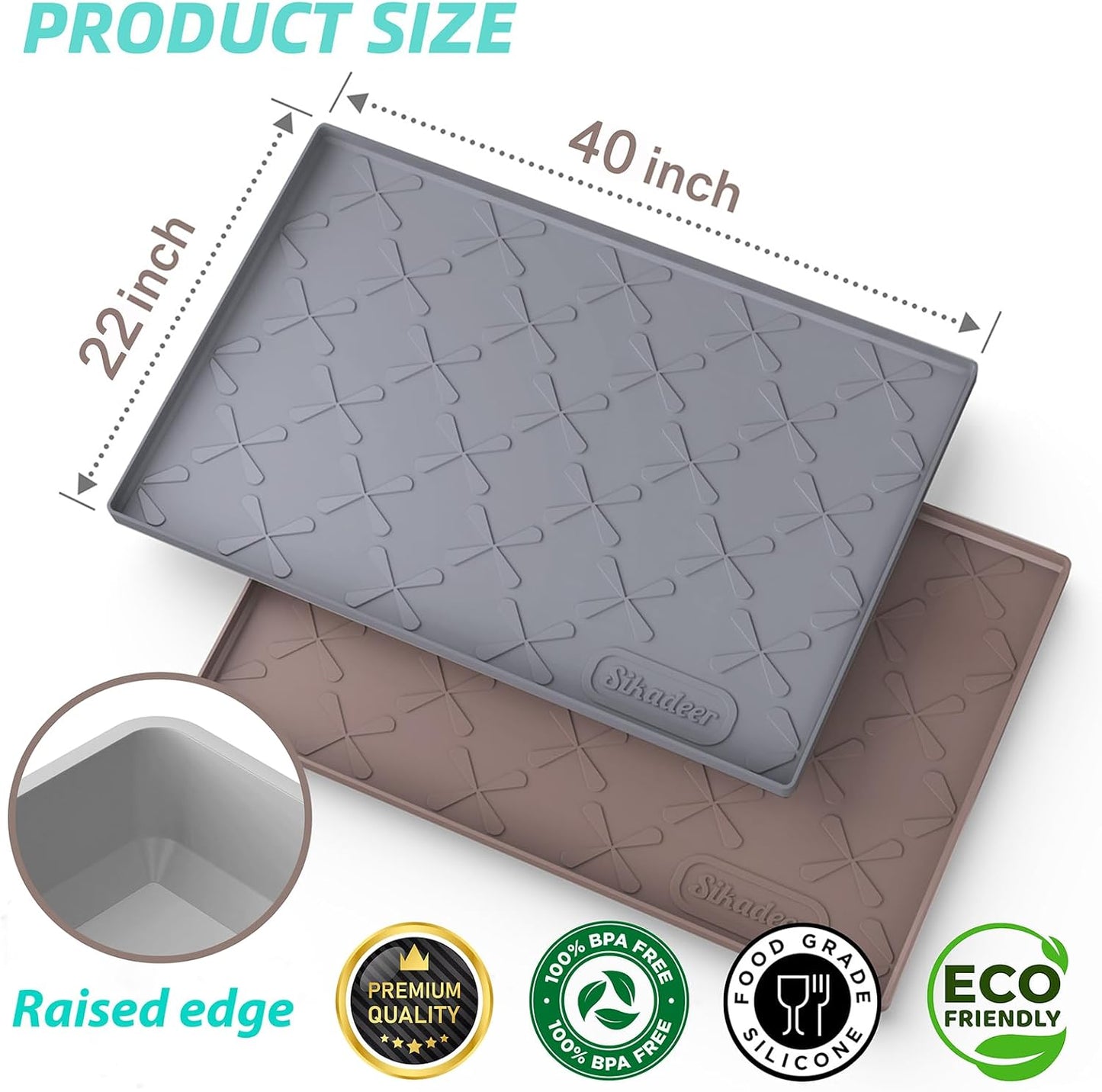 Waterproof Under Sink Mat 34" x 22", Silicone Mat Kitchen liner | BPA-Free Silicone Tray with Raised Lip Protect Cabinets from Leaks, Versatile Home Organizer for Bathroom, Pets, Boots, Floor