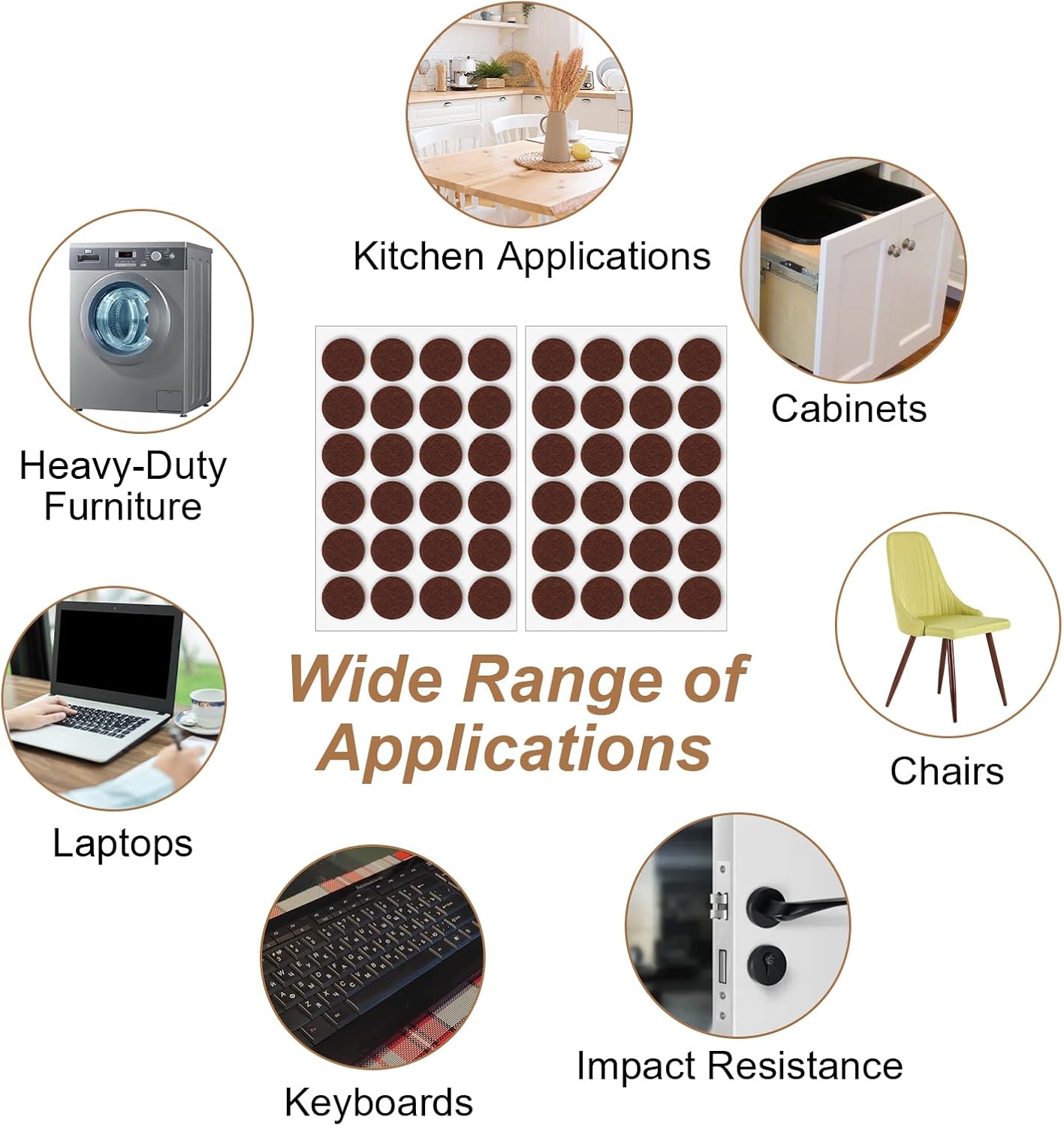 96Pcs Felt Furniture Pads for Hardwood Floors, 3/4" Self Adhesive Chair Felt Pads Felts Furniture Pad from Furnitures Scratches Moving Your Furnitures Smoothly for Chairs, Tables, Couches (Brown)
