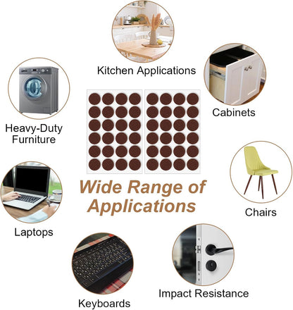 96Pcs Felt Furniture Pads for Hardwood Floors, 3/4" Self Adhesive Chair Felt Pads Felts Furniture Pad from Furnitures Scratches Moving Your Furnitures Smoothly for Chairs, Tables, Couches (Brown)