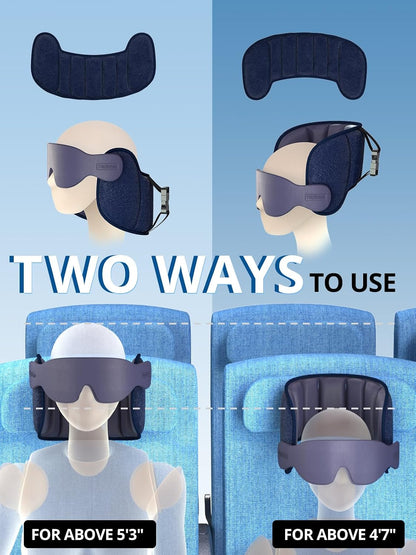 Inspireyes Travel Pillows for Airplanes, 360° Head Support for Long Flight, Soft Airplane Pillow with 3D Eye Mask for Sleeping, Stop Bobblehead, Airplane Headrest Gadgets, Light Black