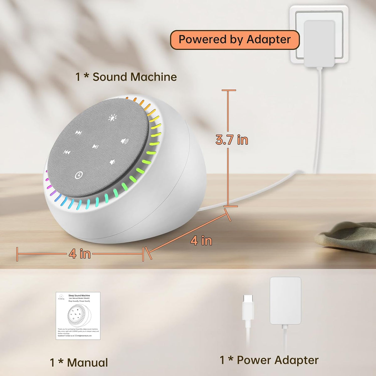 DreamSky Sound Machine for Sleep, White Noise for Sleeping Adults & Baby