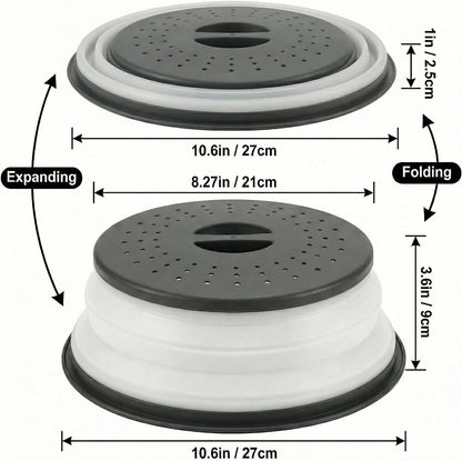 Collapsible Microwave Splatter Cover, Black, 10.5 inch