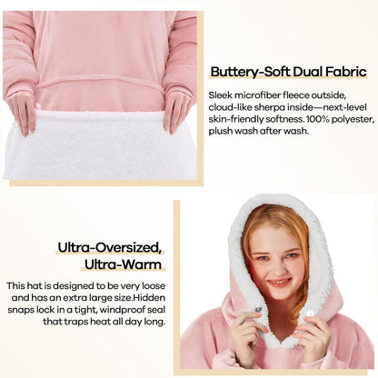 yescool Wearable Blanket Hoodie, Flannel Sherpa Fleece Blanket Sweatshirt for Adults Women Men,One Size Fits All - Colors A