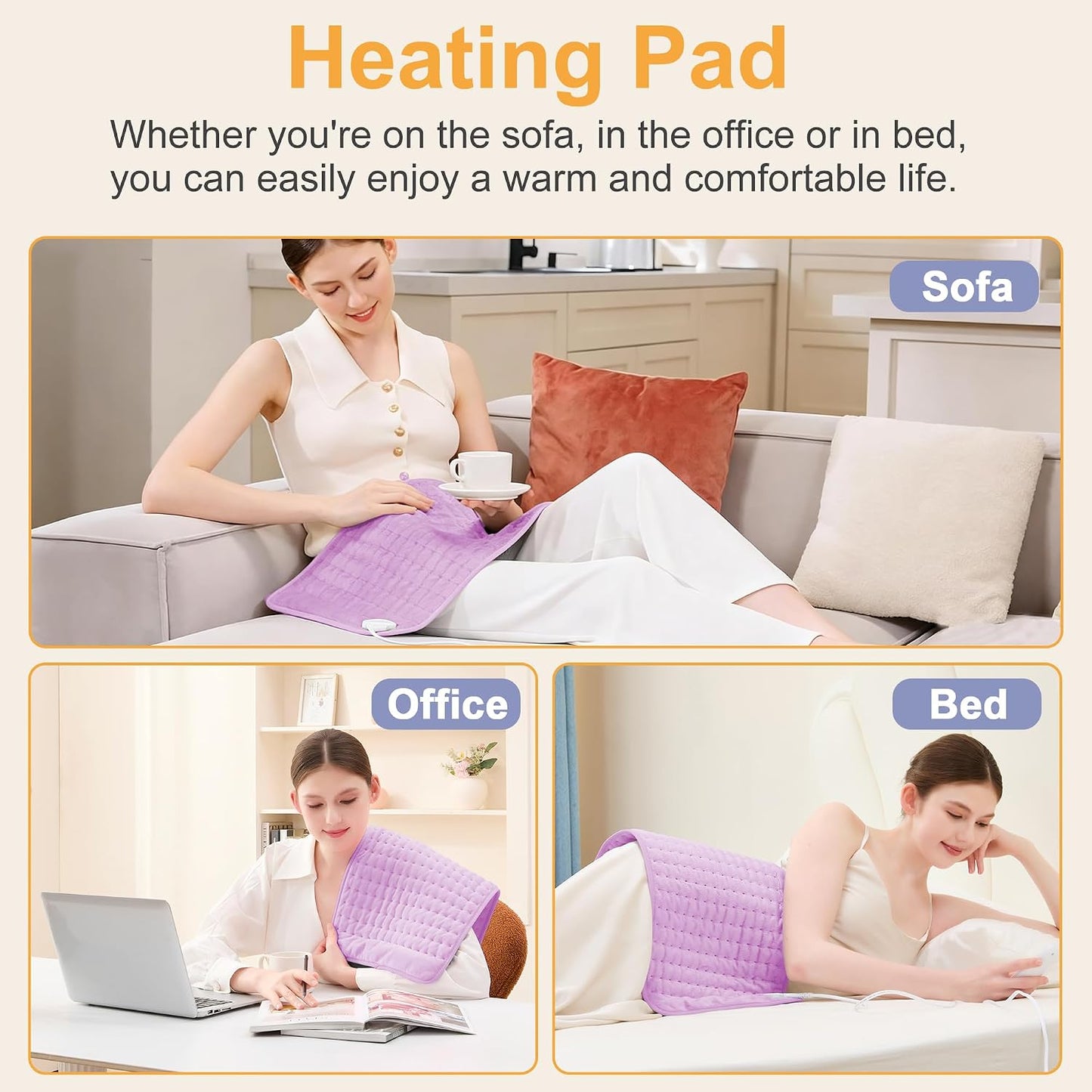 Heating Pad,Heated Blanket,Heating Pad for Back Neck,Grey,24x12 Inch | Electric Heating Pad,Dry/Moist Heat Heating Pads,Heating Pads for Shoulder,Abdomen,Heat Pad for Women Men,Birthday Gift