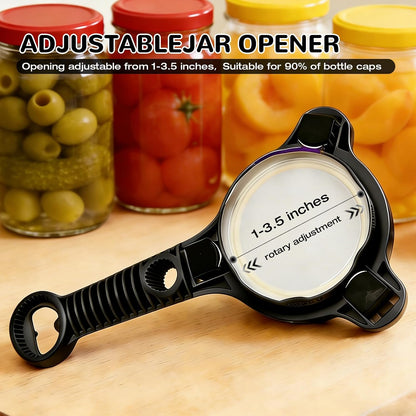 4-in-1 Heavy Duty Jar Opener for Seniors and Weak Hands – Ergonomic Manual Bottle Opener for Small to Large Lids – Multifunction Kitchen Tool for Arthritic Hands, Beer, Sauces & Canned Goods
