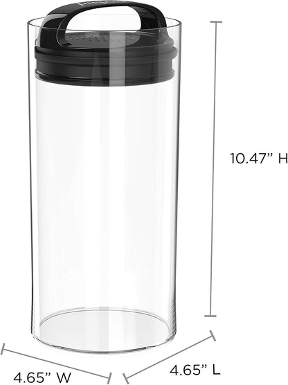 Prepara Evak Fresh Saver Plastic Airless Canister (10"x4.75"x4.75"), Medium/Tall - Shatterproof Container BPA-Free