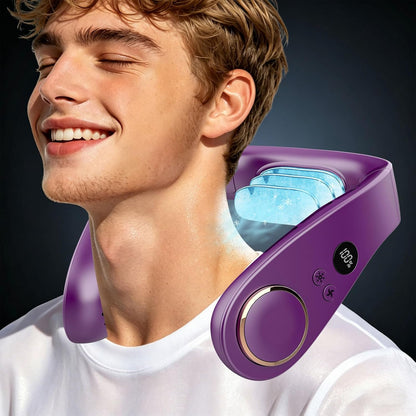 Neck Fan with Cooling Plate-24H Quiet Powerful Fans that Blow Cold Air-5 Speed&Power LED Display-USB 5500mAh Bladeless Wearable Personal AC Cooler for Women,Men,Kids,Travel,Outside,Indoor White