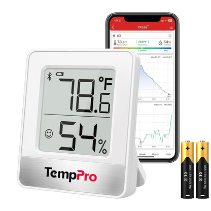 TempPro TempAir 260FT Bluetooth Indoor Thermometer Hygrometer | Indoor Temperature and Humidity Monitor with App Alerts for Bedroom, Greenhouse, Nursery & Cellar, 2-Year Data Export