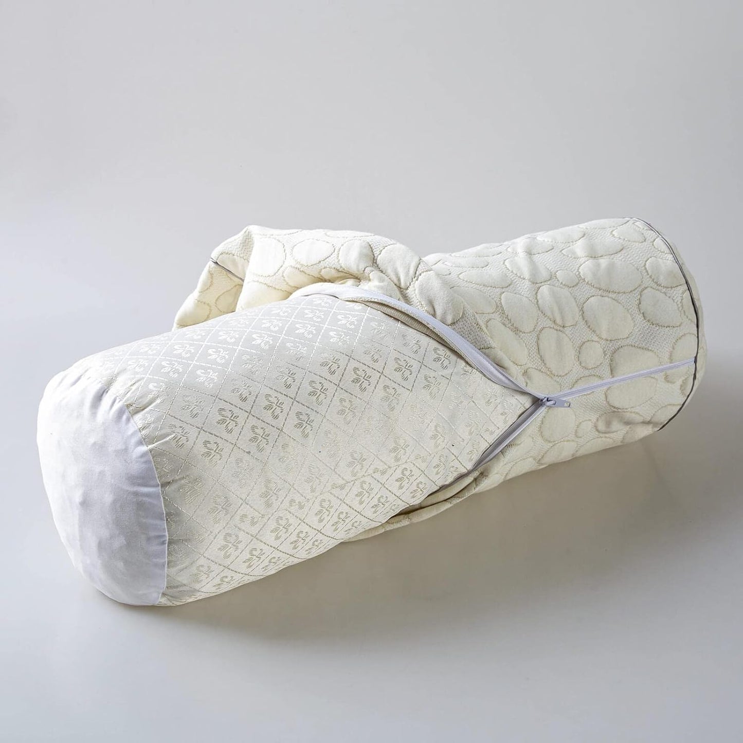 Kingnex Zipper Adjustable Under Knees Bolster Roll Pillow to Relief Lower Back Pain or Between Legs for Side Sleepers Shredded Latex Cylinder with Organic Cotton Cover 18x6