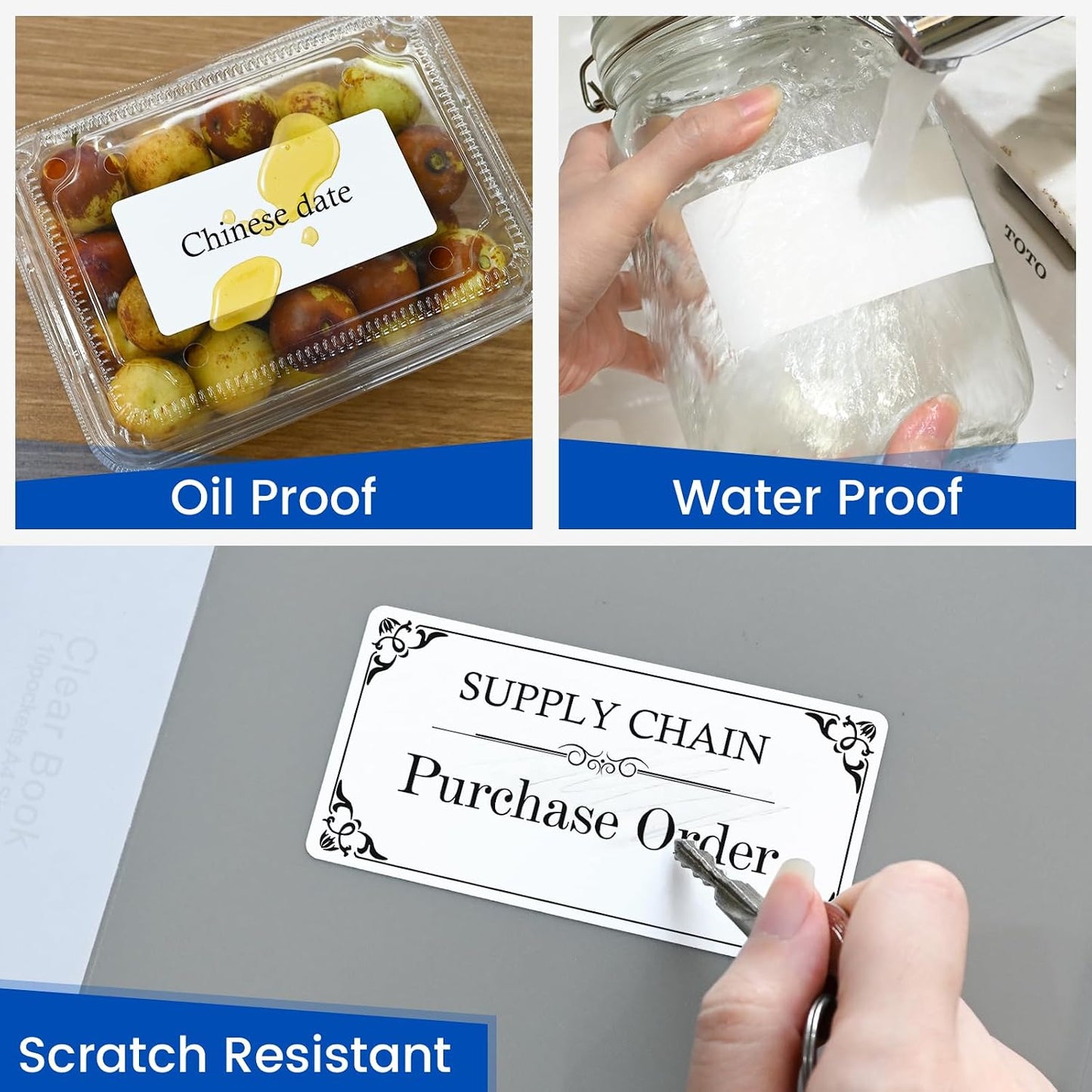 L LIKED 2" x 1" Thermal Labels, Blank Removable Labels with No Residue, Water and Oil Resistant, Use for Both Home and Office (1 Roll, 1300 Labels)