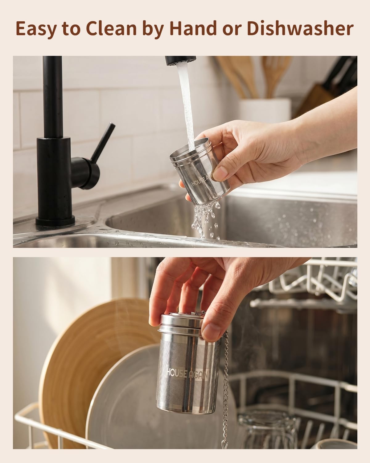 House Again Tea Infusers, Extra Fine Mesh Tea Strainers for Loose Tea, Updated Slim Threaded Lid & 304 Stainless Steel, Filter Bags Diffusers, Loose Leaf Tea Steeper for Brew Tea Spices & Seasonings