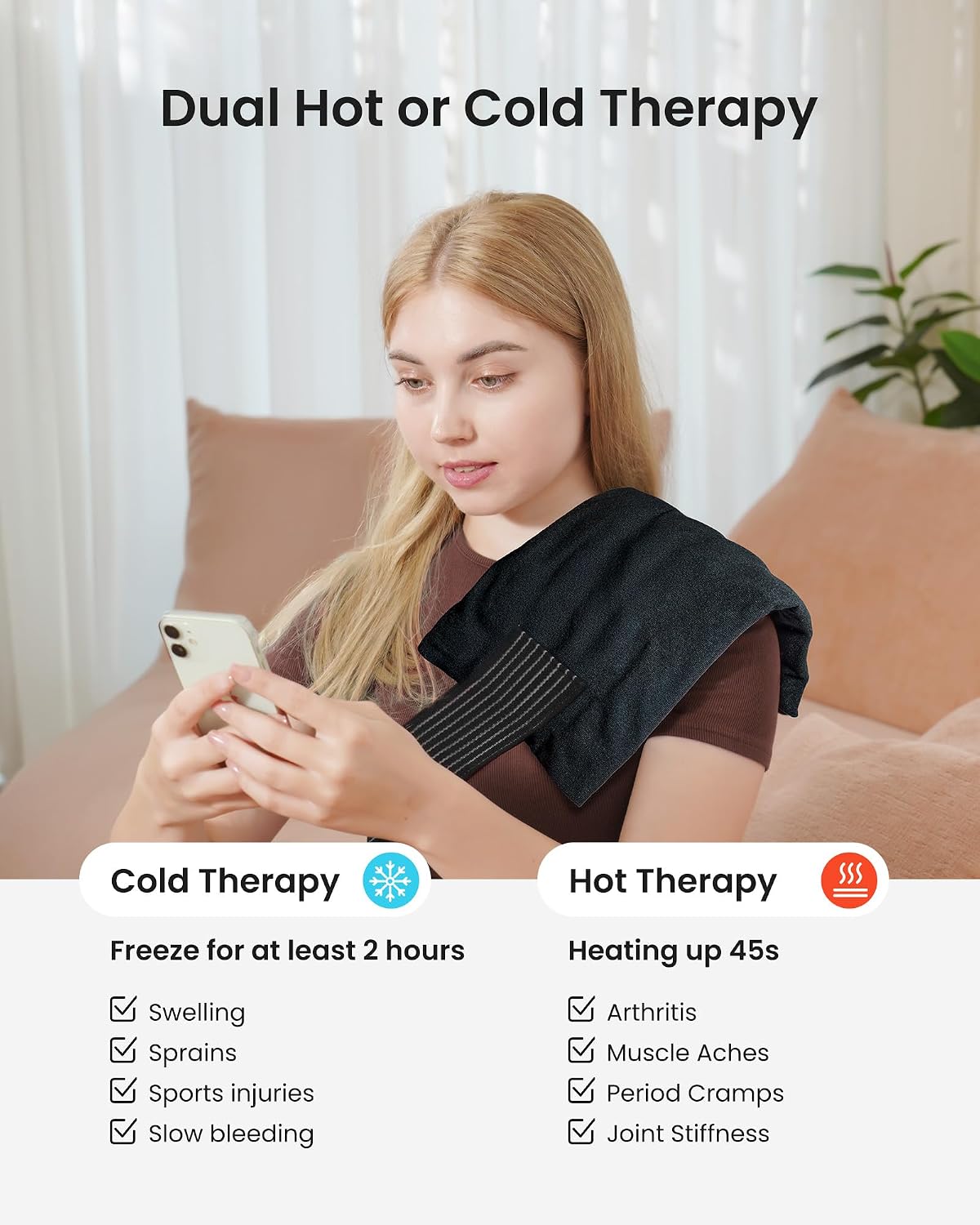 2 Ice Packs for Injuries Reusable, Cold and Hot Packs for Injuries, Joint Pain, Muscle Soreness, and Body Inflammation, Adjustable Ice Packs Wraps for Knees, Back, Shoulders, Arms, and Legs