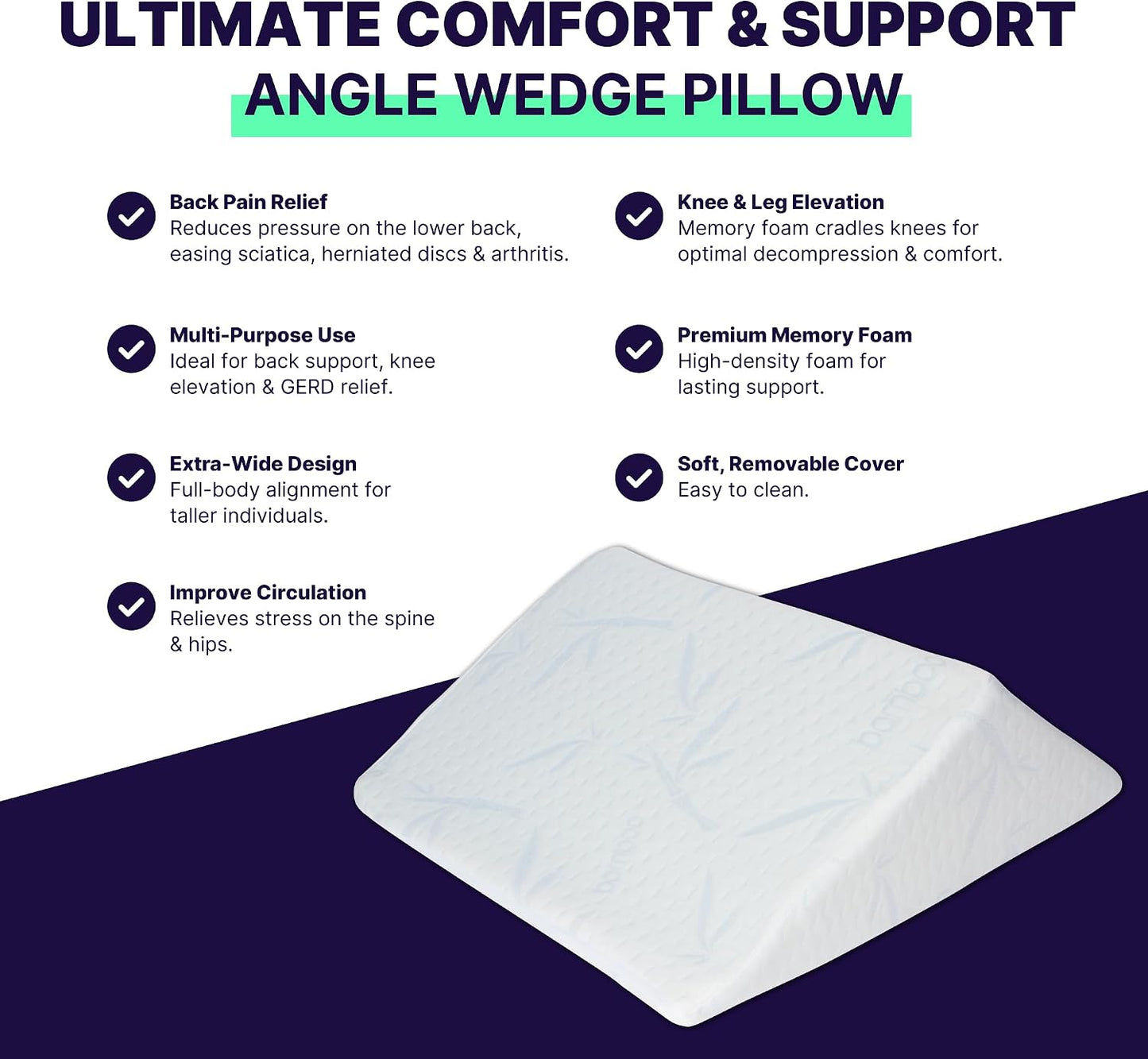 Back Support Systems The Angle Wedge Pillow – Leg & Knee Pillow Wedge for Sciatica Pain Relief, Body Pain, Lumbar Decompression – Sherpa Cover & Foam Cushion Bed Bolster for Lower Back Support, Large