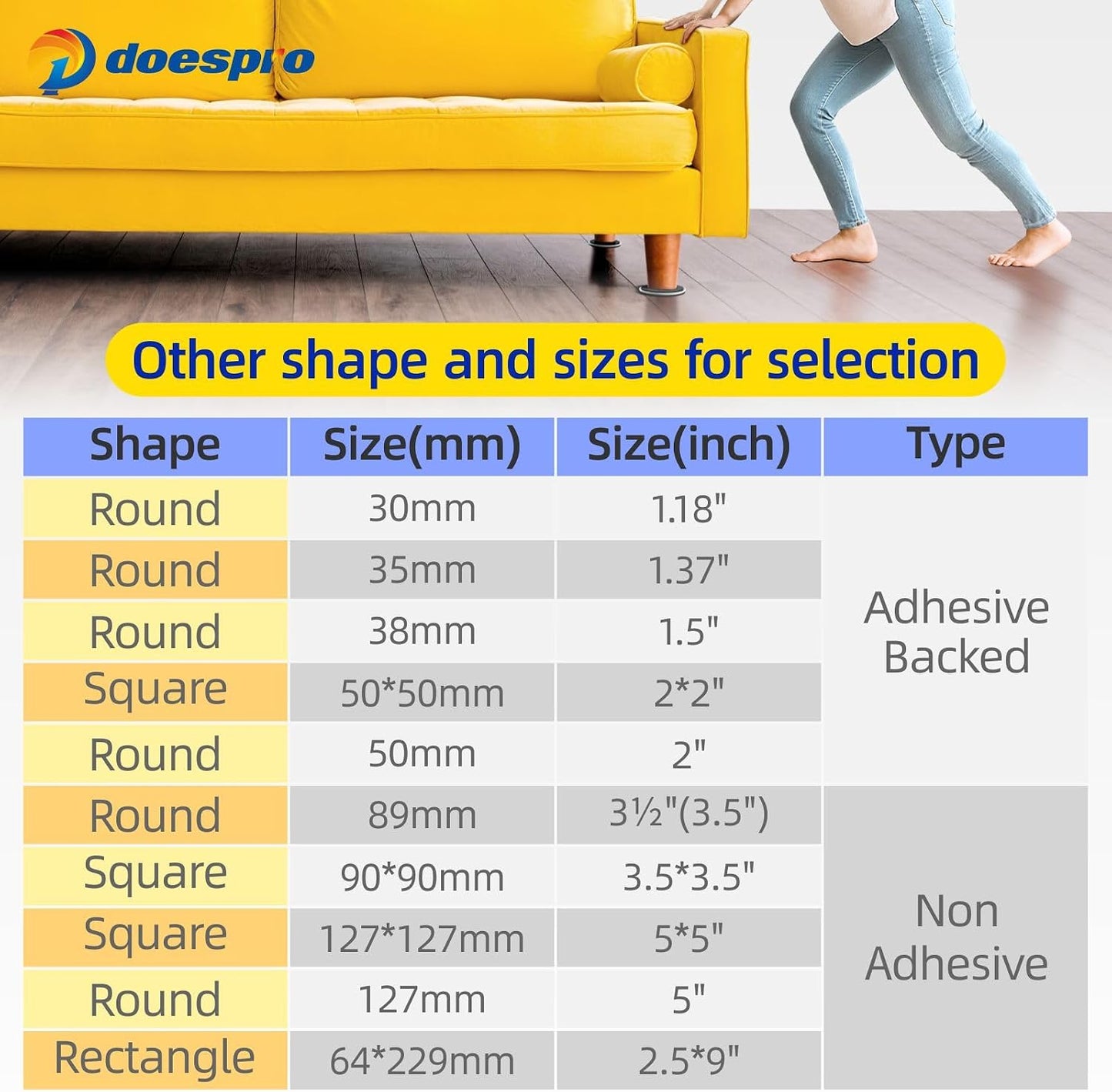 40PCS 1.4" Furniture Sliders for Hardwood Floors & Carpet, Self-Stick | PE Round Furniture Pads & Chair Glides for Hardwood Floors, Floor Protectors for Moving Furniture & Kitchen Appliances Easily