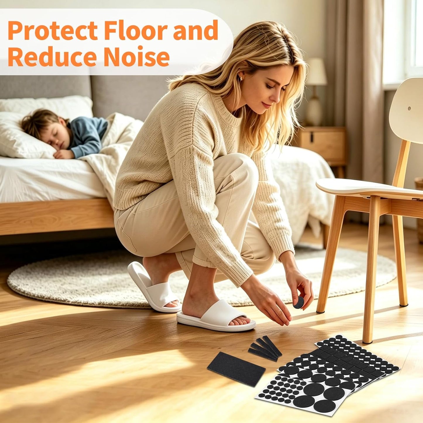 Felt Furniture Pads 300 Pieces, Furniture Pads for Hardwood Floors Black | Self-adhesive felt pads prevent scratches and noise, ideal for chair legs, suitable for hardwood floors and indoor furniture