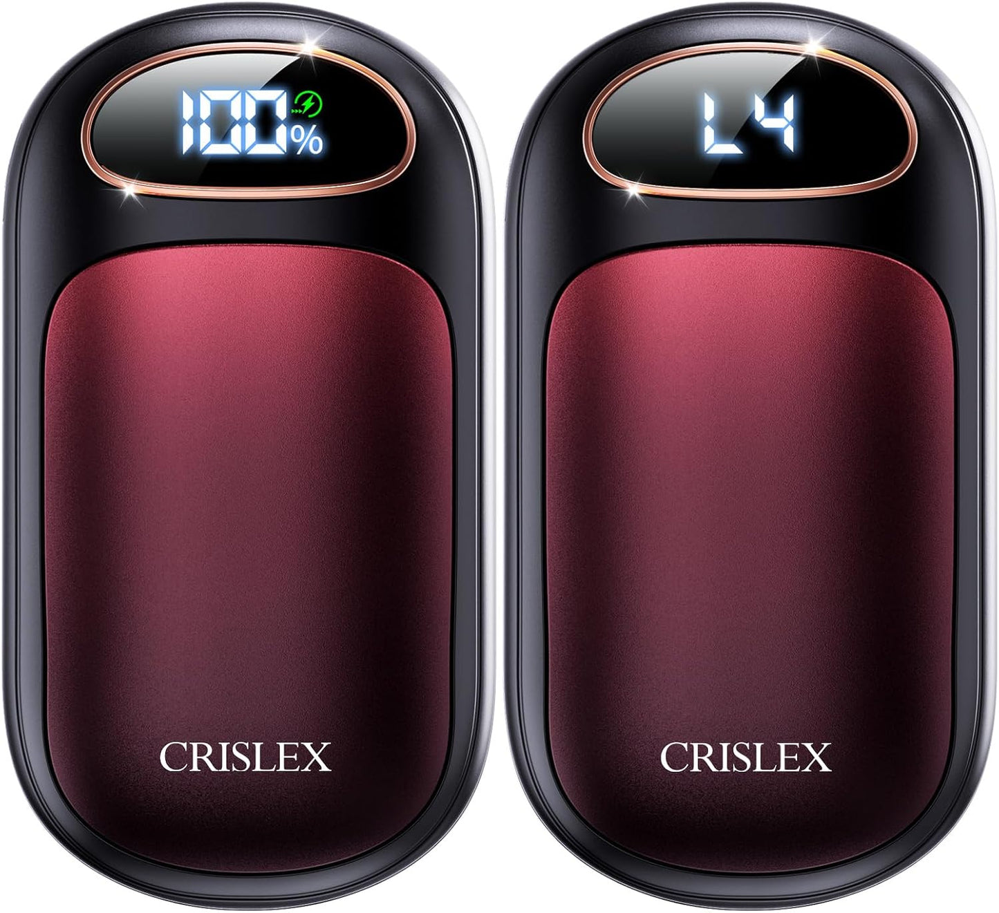 CRISLEX Electric Hand Warmers Rechargeable 2 Pack, 4 Levels Fast Heat, Reusable Hand Warmers with LED Display, Portable Magnetic Pocket Heater, Gifts for Christmas, Men, Women, Raynauds, Hunting, Golf