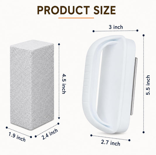Heavy Duty Grill Cleaning Brick with Handle, Durable Griddle Pumice Stone Cleaning Blocks Removing Stains for Flat Top, Oven, Stove, BBQ Grates, Cookware (3)