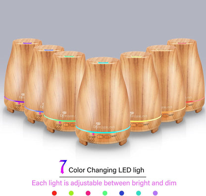 Diffuserlove Diffuser 2 Pack Essential Oil Diffuser 200ML Remote Control Ultrasonic Aromatherapy Diffuser Mist Humidifiers for Bedroom Office Yoga