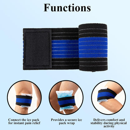 4-Pack Ice Pack Straps,35.5"x3"Elastic Ice Pack Wrap Holder with Hook&Loop