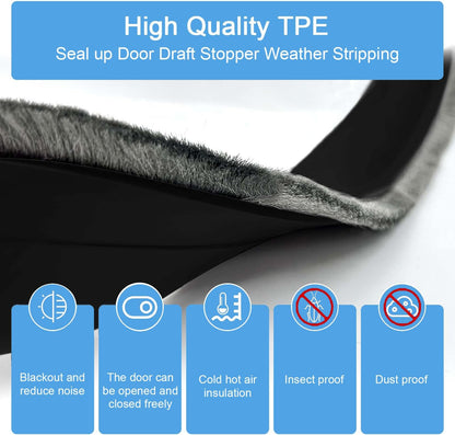 2 PCS Door Draft Stoppers with Brush, Door Sweep 2" W x 39" L White | Soundproof Door Sealer for Exterior/Interior Doors and Dust/Noise/Hot or Cold Air Insulation