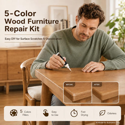 10 Color Wood Repair Kit Blendable Anti-Crack Furniture Restore Set | Full Tool & Color Chart, Strong Adhesion, Repairs Floor Cabinet Wood Surfaces, Practical Housewarming DIY Gift Kit