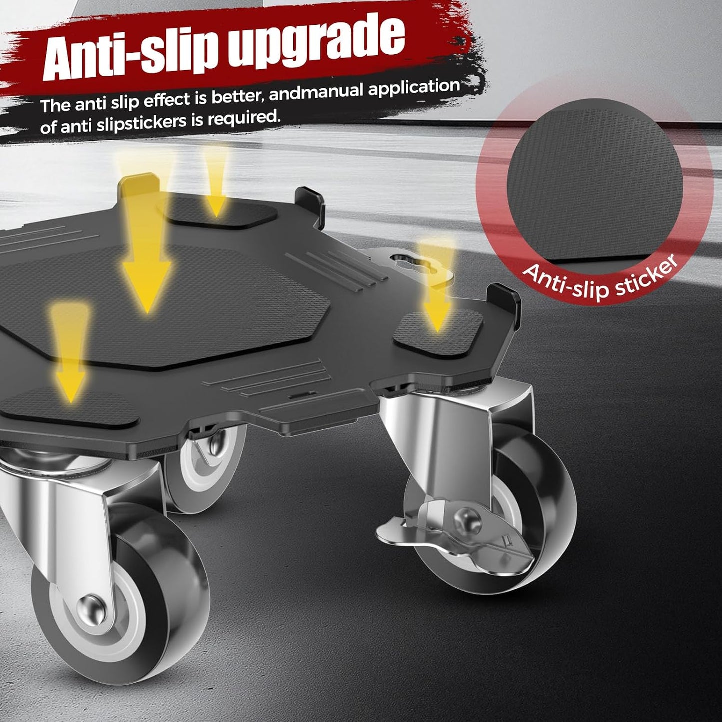Kavlium Heavy Duty Furniture Dolly,5-Wheel Furniture Movers,5.3 Inch | Carbon Steel Dolly with Lifter Tool and 360° Casters for Moving Sofas,Refrigerators,Cabinets and Other Heavy Furniture.