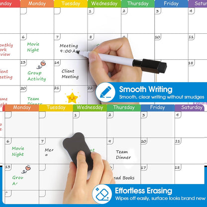 MaxGear 4 Pack Magnetic Dry Erase Board Calendar for Fridge, 15" x 11.5" | Strong Magnetic, Easy to Write and Clean, Dry Erase and No Stains, Includes List, Small Board, 5 Markers,5 Magnets,1 Eraser